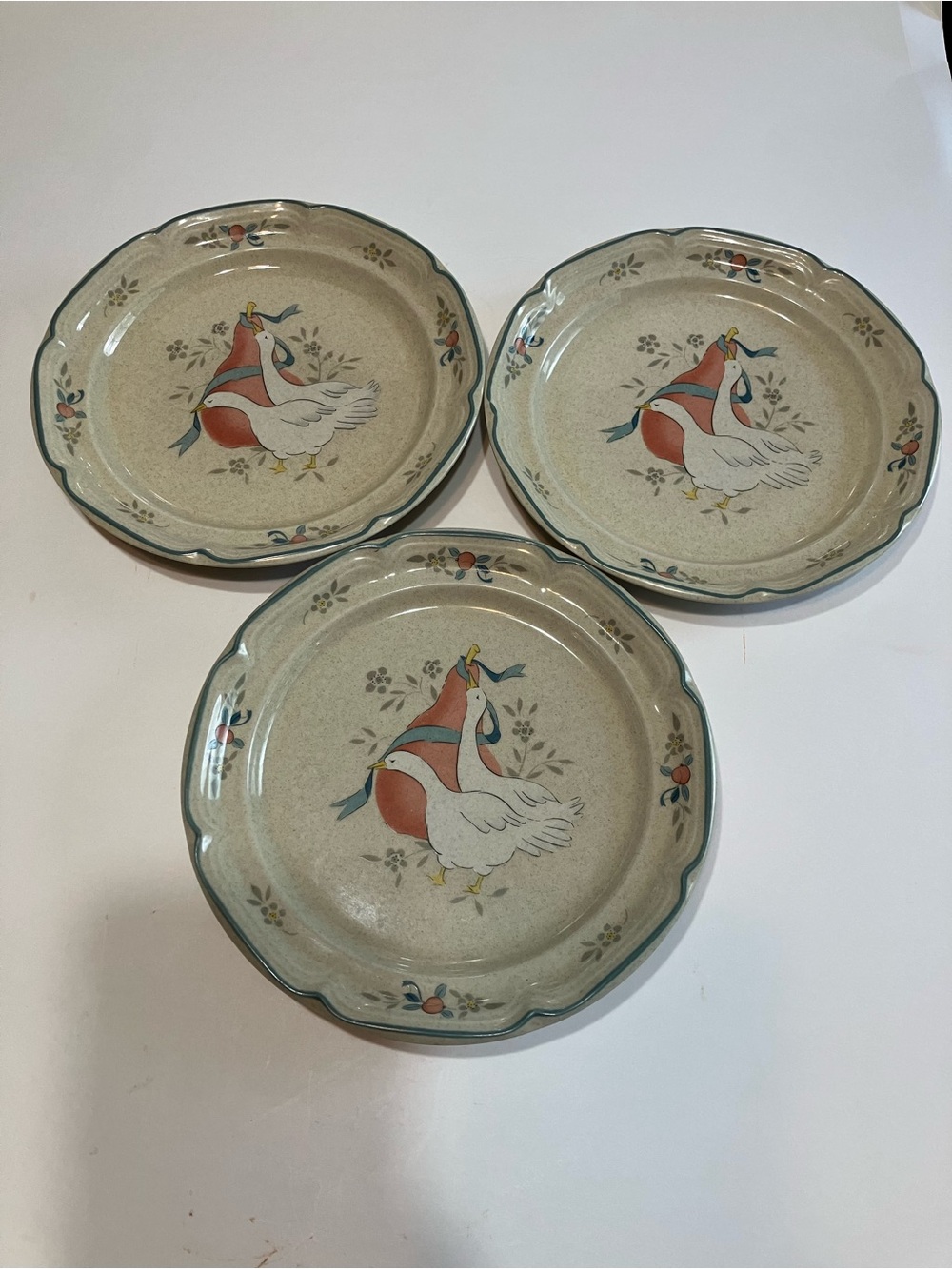 Vintage International Marmalade 8868 Geese Pattern Set of 3 Salad Plates Japan